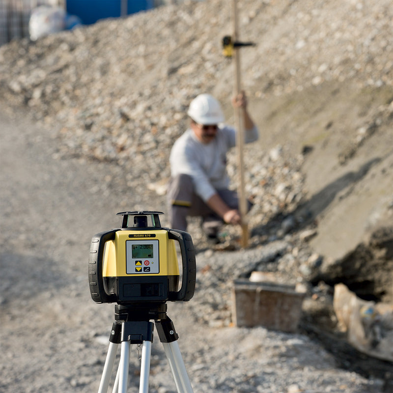 Leica Rugby 620 Laser Level being used on a construction site